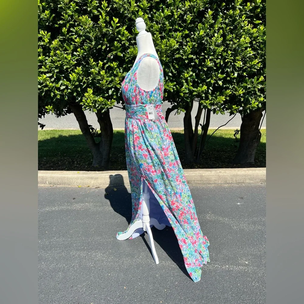 AIDAN BY AIDAN MATTOX Pleated Chiffon Print Dress NWT - Picture 5 of 12